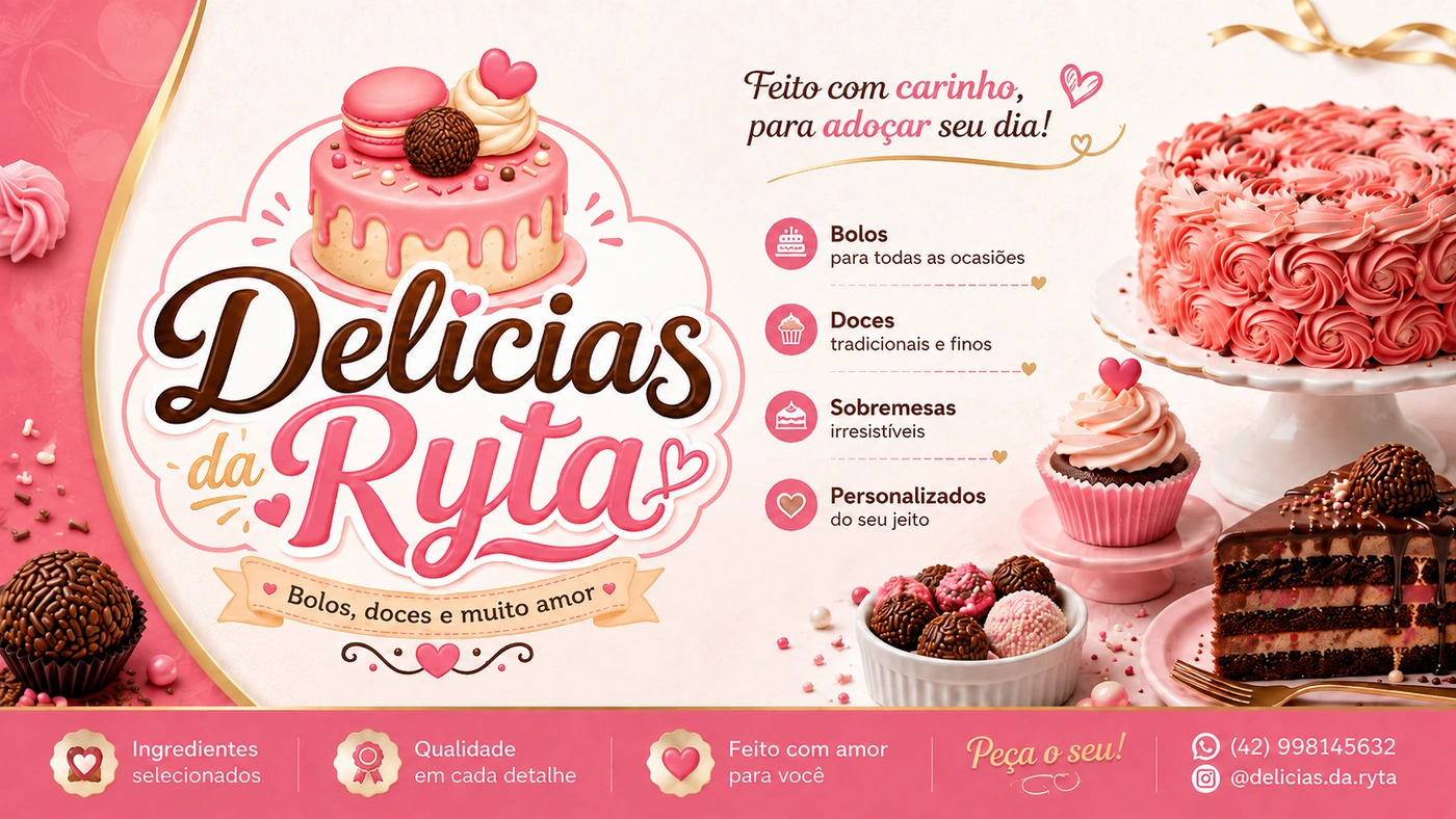 Bolos, cupcakes e brigadeiros da Delicias da Ryta